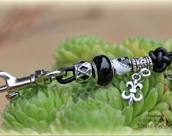 Dog Whistle Lanyard, Leather Beads gemstone