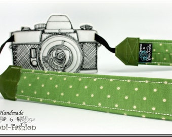 Camera strap retro green Dots for DSLR or system camera