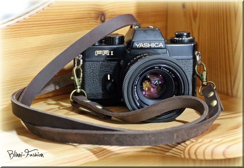 Leather camera strap in vintage style for DSLR camera, camera strap in 10 colours, choose length image 1