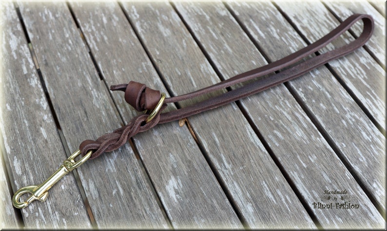 Traffic Lead, Leather leash, 2 times adjustable, oiled leather dog leash braided. 10 colours image 3