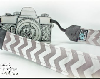 Camera strap Zig Zag for DSLR or system camera, Chevron grey