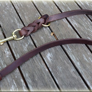 Traffic Lead, Leather leash, 2 times adjustable, oiled leather dog leash braided. 10 colours image 4