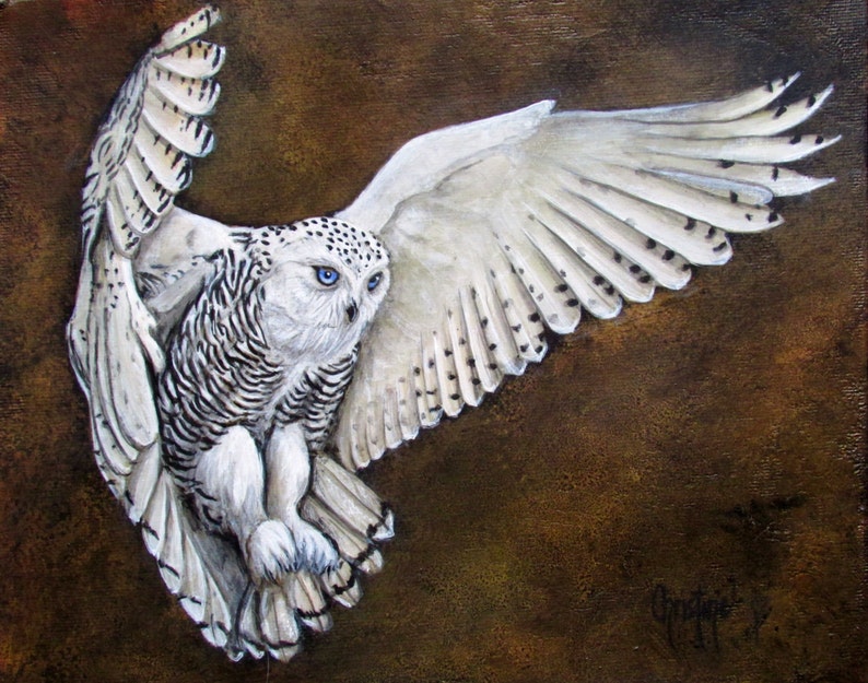 Schneeeule im Fluglimitierte DruckeWILLOW Etsy