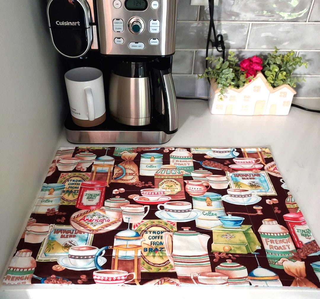 Caffe Mat Vintage Coffee Theme Mat, Coffee Bar Decor, Handmade Coffee Mats ...