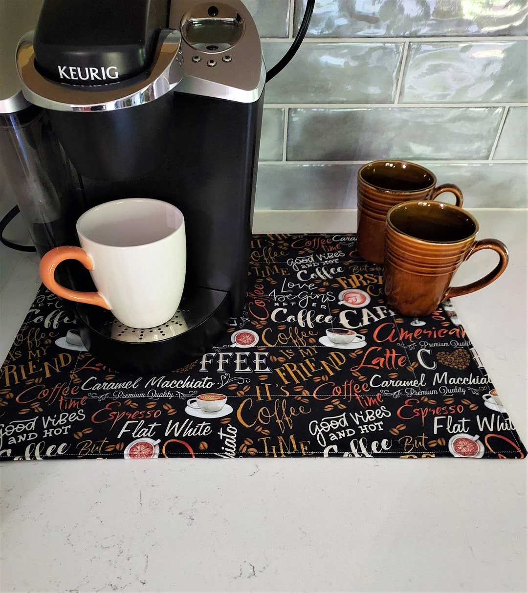 Coffee Mat Coffee Bar Decor Appliance Mat Kitchen Decor Etsy