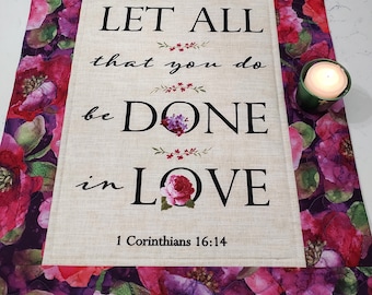 Let All That You Do Be Done In Love, 1 Corinthians 16:14, Scripture Home Decor, Bible Verse Wall Quilt, Prayer Room Decor,