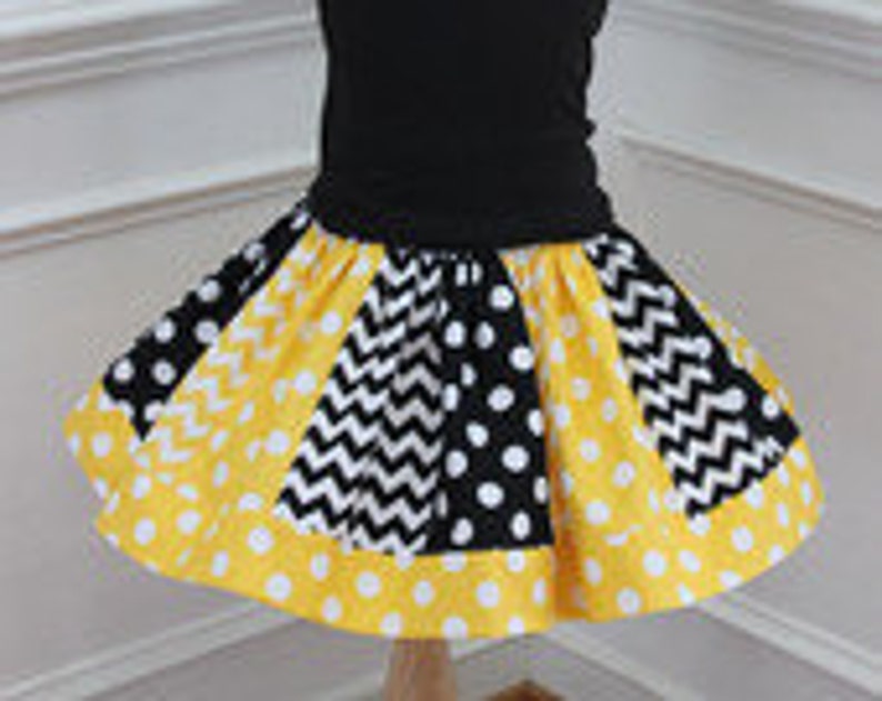 bee birthday outfit bumblebee skirt set yellow black and pink bee shirt with matching chevron skirt set girls outfit chevron skirt bee girls