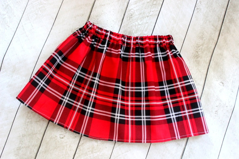 Girls buffalo plaid Christmas skirt Black red and white plaid Etsy