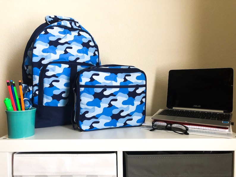Cool Camo Monogrammed Backpack and Lunchbox Combo
