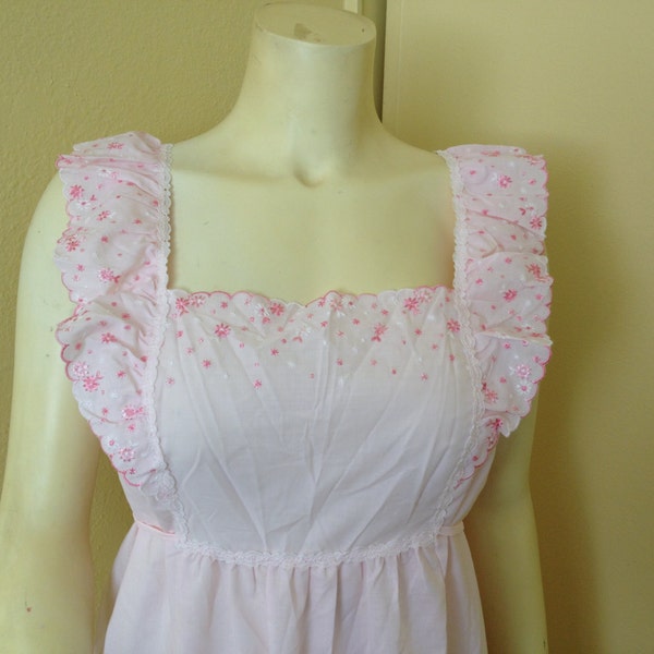 Nouveau millésime nwT Sears Long Pink Nightgown Robe Lingerie Robe et Manteau Set Taille 36/38 Pima Charm Perma Prest