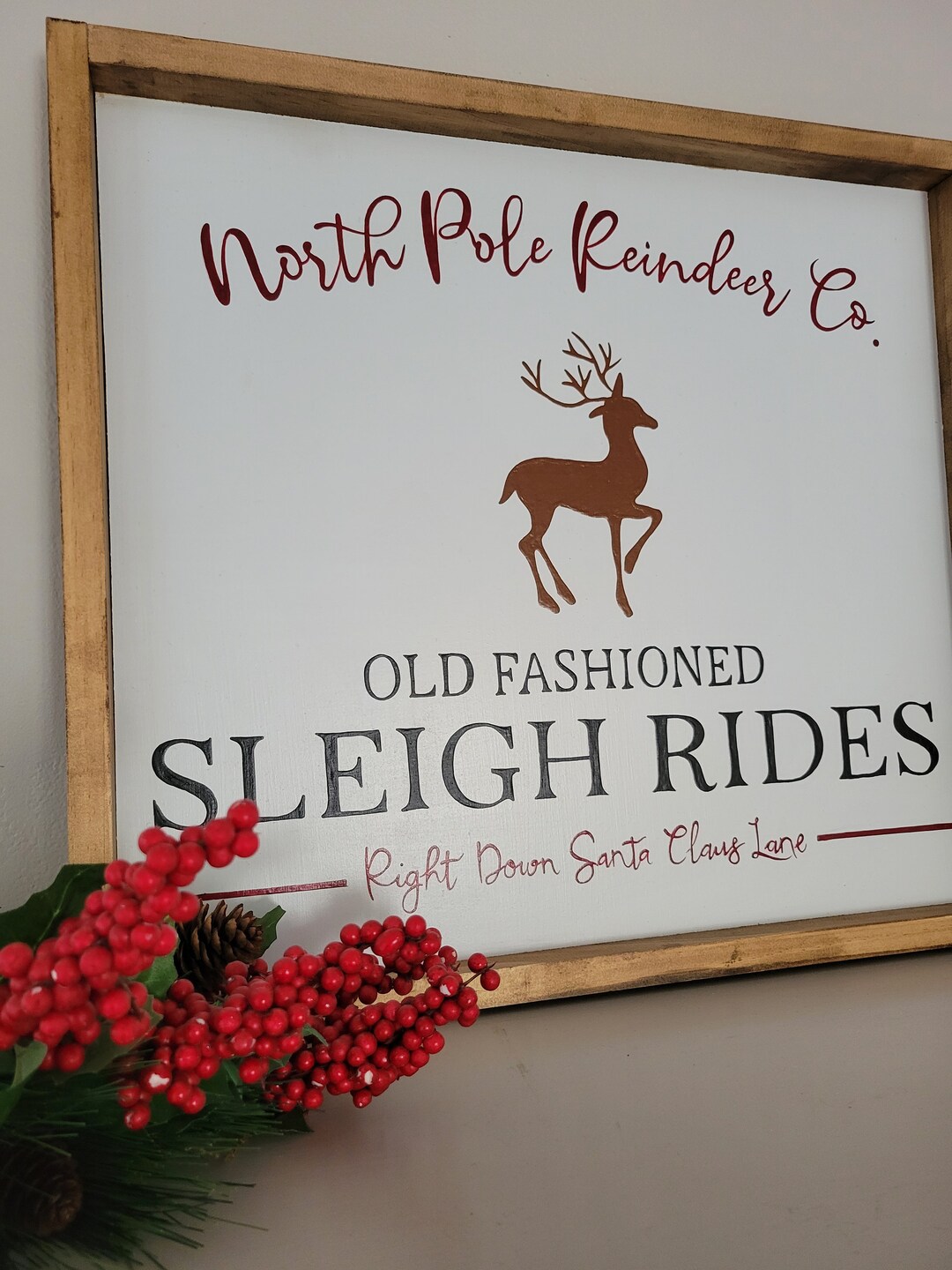 North Pole Reindeer Co. Sleigh Rides Sign - Etsy