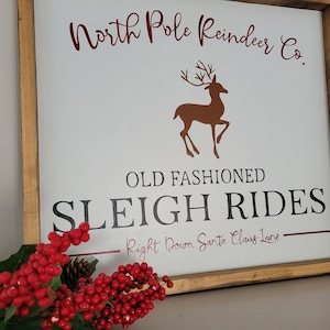 North Pole Reindeer Co. Sleigh Rides  sign