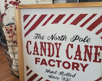 Candy Cane Factory   wood sign