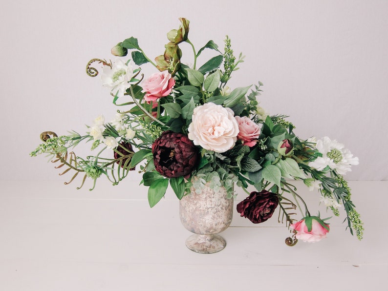Large Mantel Flower Arrangement Centerpiece Artificial Etsy