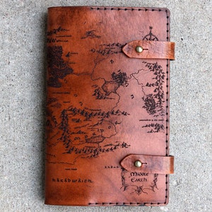 Middle Earth Map Leather Refillable Notebook Cover Moleskine Leuchtturm A5 Size Choice Brown Lord of the Rings LOTR Hobbit Tolkien image 3