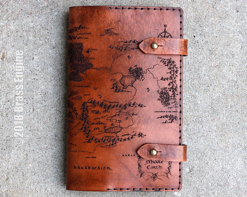 Middle Earth Map Leather Refillable Notebook Cover Moleskine Leuchtturm A5 Size Choice Brown Lord of the Rings LOTR Hobbit Tolkien image 3