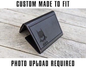 Bat Cowl ID Handmade Full Grain Leather Trifold Wallet