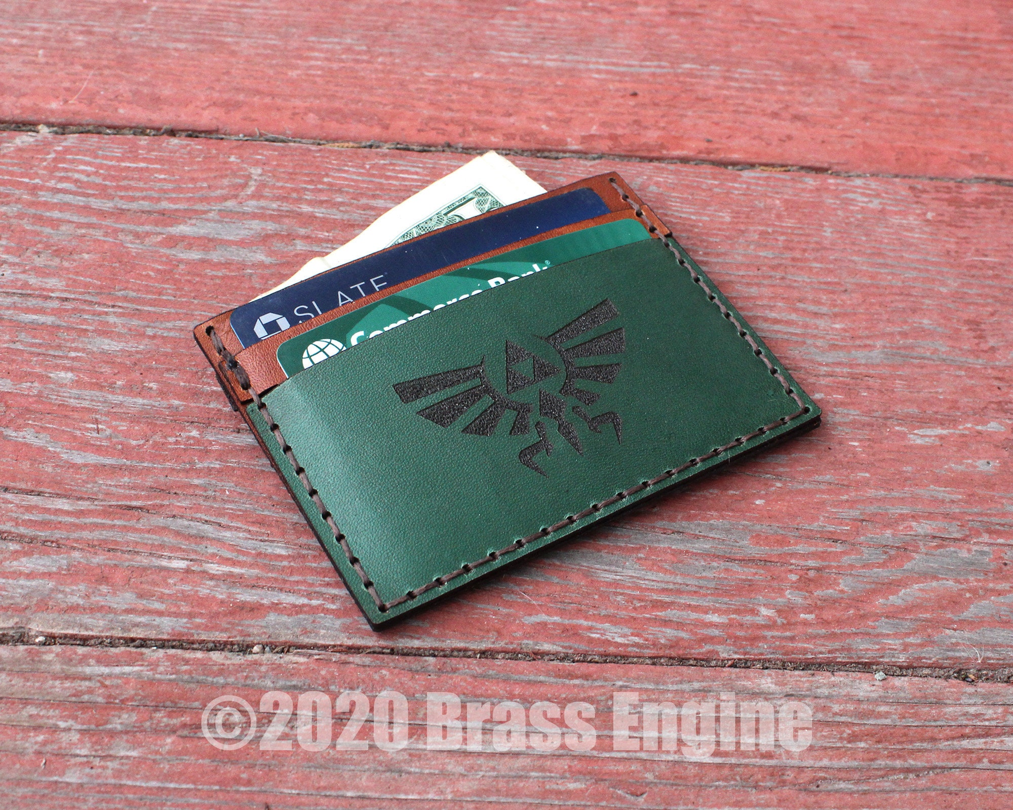 Legend of Zelda Leather Card Holder Wallet - Handmade Engraved