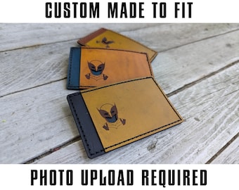 Handmade Full Grain Leather Wolverine ID Card Holder - Personalized