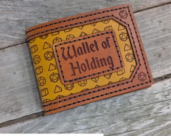 Leather Wallet of Holding: D&D Bifold, RPG Dice, Hand-Stitched