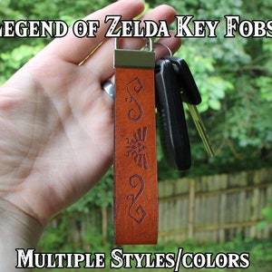 Legend of Zelda - 1" Wide Full Grain Leather Key Fob Strap Lanyard - Gaming - Color Choice - Personalized Veg Tan