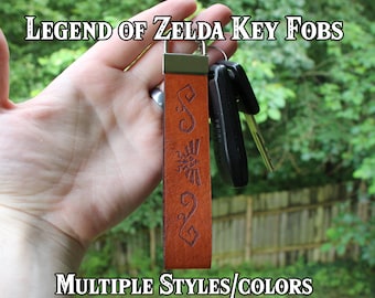 Legend of Zelda - 1" Wide Full Grain Leather Key Fob Strap Lanyard - Gaming - Color Choice - Personalized Veg Tan