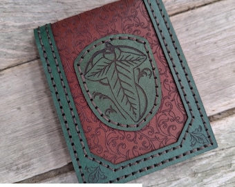 Elven Leaf Leather Bifold | Color Choice Full grain leather Elf Elvish Art Nouveau