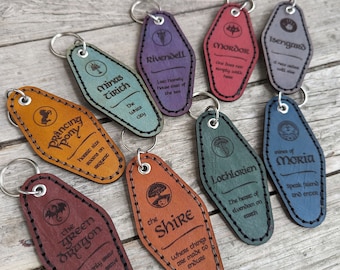 Fantasy Leather Motel Key Fob keychain - Color Choice Full Grain
