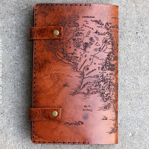 Middle Earth Map Leather Refillable Notebook Cover Moleskine Leuchtturm A5 Size Choice Brown Lord of the Rings LOTR Hobbit Tolkien image 4