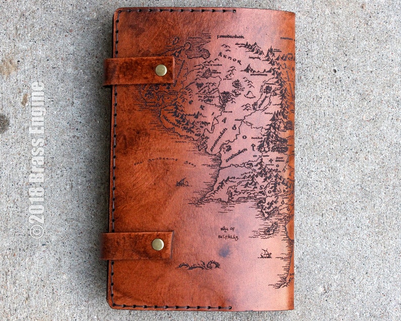 Middle Earth Map Leather Refillable Notebook Cover Moleskine Leuchtturm A5 Size Choice Brown Lord of the Rings LOTR Hobbit Tolkien image 4