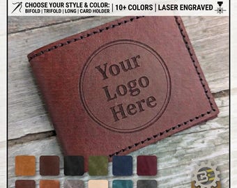 Personalized Laser Engraved Full Grain Leather Wallet Hand Handcrafted Custom Bifold Trifold