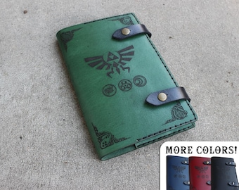 Legend of Zelda Leather Notebook Cover - Moleskine Leuchtturm A5 Size Choice - Green Triforce