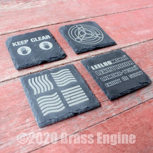 Fifth Element Etched Slate Coasters - Gray - Set of 4 - Leeloo Korben Dallas Scifi barware