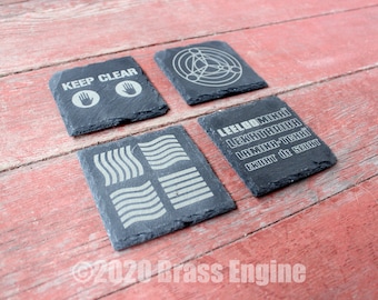 Fifth Element Etched Slate Coasters - Gray - Set of 4 - Leeloo Korben Dallas Scifi barware