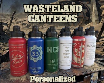 Wasteland Canteen, Apocalypse Water Bottle, 32 oz, Insulated Stainless Steel, Personalized Engraving, Hydro Vault