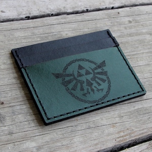 Legend of Zelda Tears of the Kingdom Leather Card Holder Wallet - Cuero grabado hecho a mano - Color Choice LoZ Triforce Personalizado