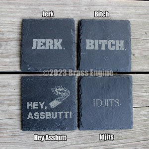 Mix and Match Supernatural Etched Slate Coasters Gray Choice of Set of 4 6 8 Sam Dean Anti-possession Men of Letters barware image 4