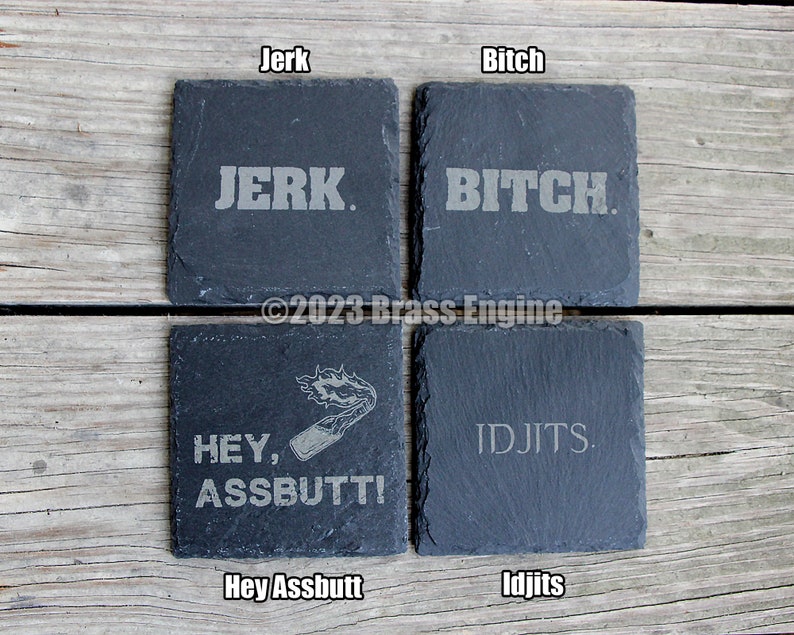 Mix and Match Supernatural Etched Slate Coasters Gray Choice of Set of 4 6 8 Sam Dean Anti-possession Men of Letters barware image 4