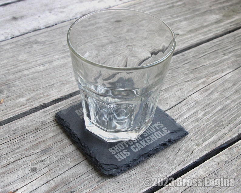 Mix and Match Supernatural Etched Slate Coasters Gray Choice of Set of 4 6 8 Sam Dean Anti-possession Men of Letters barware image 6