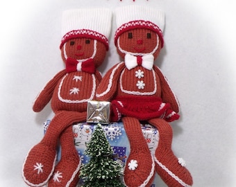 Toy doll knitting pattern. Gingerbread people. Christmas decoration. Gingerbread pattern. PDF instant download knitting pattern.