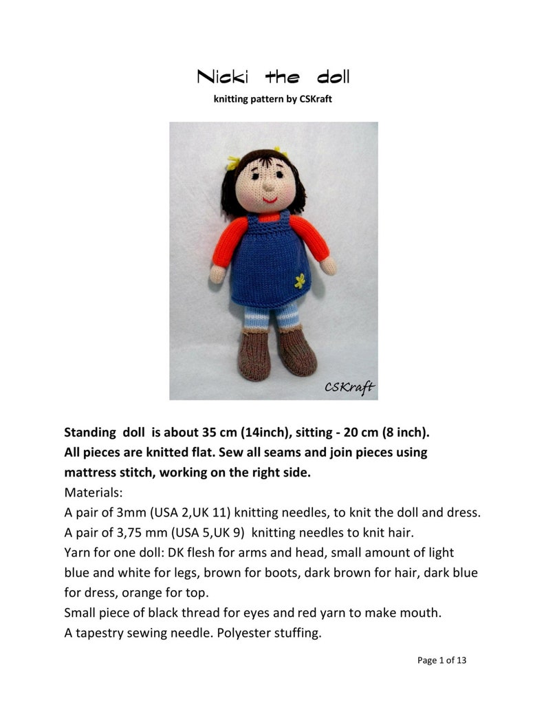Two dolls knitting patterns deal. Toy knitting pattern. PDF instant download knitting pattern. image 5