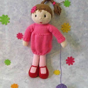 Knitting pattern for toy Rosabella doll.  Doll knitting pattern. PDF instant download knitting pattern.