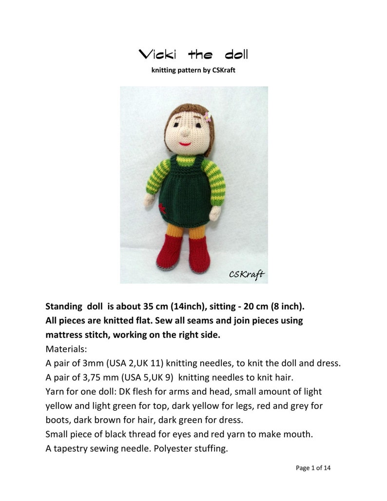 Two dolls knitting patterns deal. Toy knitting pattern. PDF instant download knitting pattern. image 4