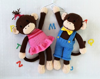 Knitted Monkey Toy Pattern: Girl & Boy Dolls (PDF Download)