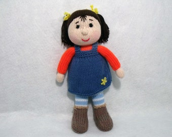 Knitted toy doll pattern. Nicki the doll. PDF instant download knitting pattern.