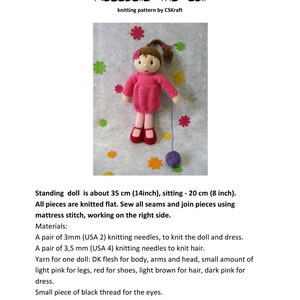 Knitting pattern for toy Rosabella doll. Doll knitting pattern. PDF instant download knitting pattern. image 5