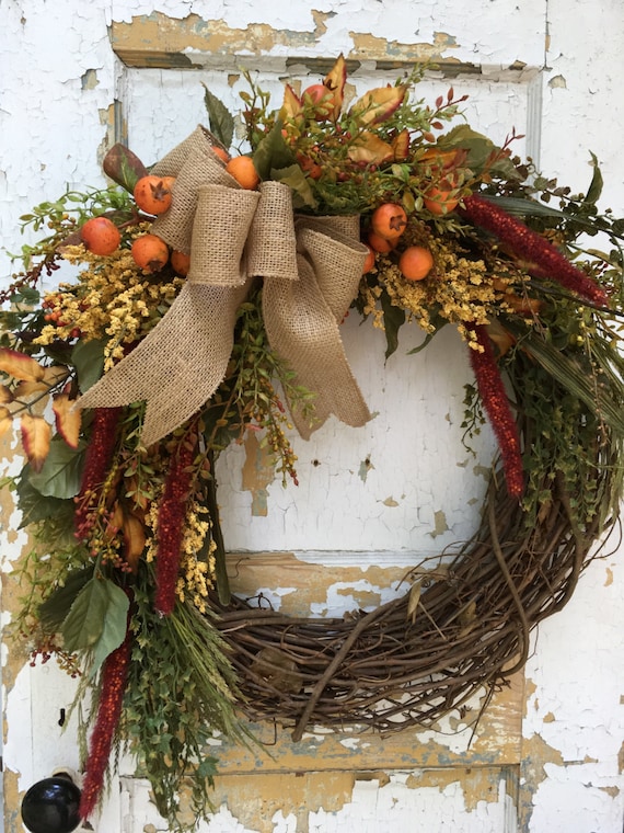 Fall Wreath for Front Door Rustic Fall Wreath Autumn Wreath Etsy