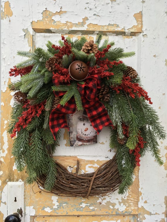 Christmas Wreath Christmas Door Wreath Holiday Wreath Front | Etsy