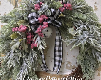 Christmas Wreath for Front Door, Winter Wreath, Holiday Wreath