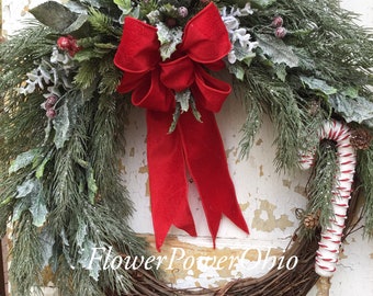 Christmas Wreath, Candy Cane Wreath, Holiday Wreath
